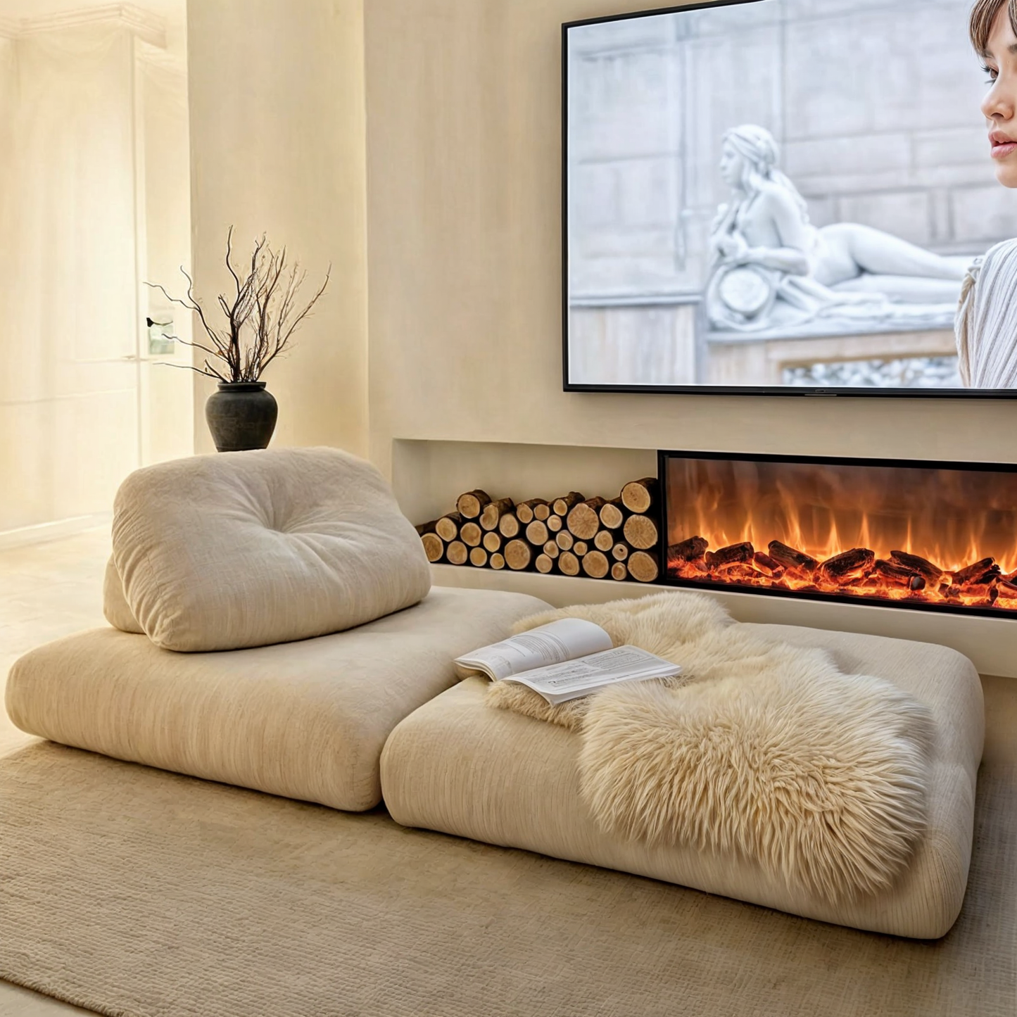 Canapé Poof Transformable, Coton Cool